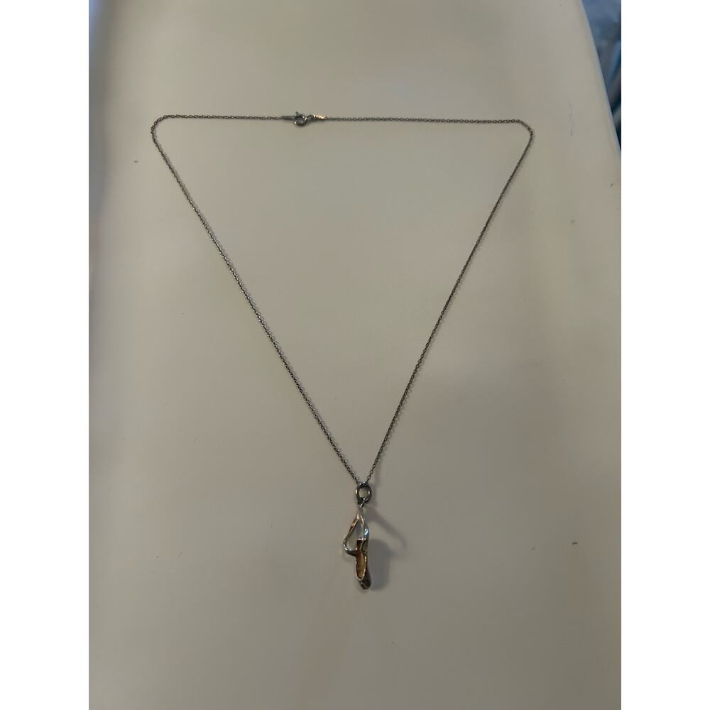 925 Sterling Silver Toe Shoe Ballet Slipper Necklace